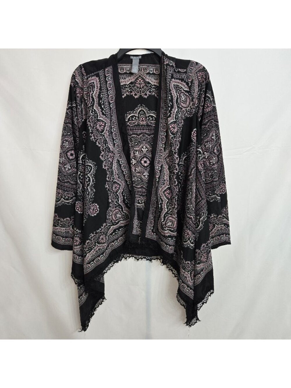 Charlotte Russe Shawl Kimono Style Long Shrug Top Size Small Geometric Paisley